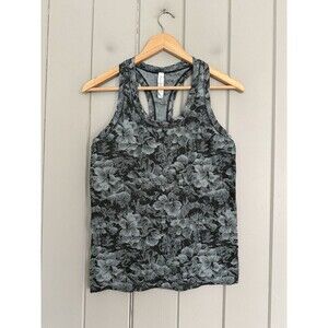 Athleta Momentum Seamless Floral Racerback Tank Top S Small Blue Black